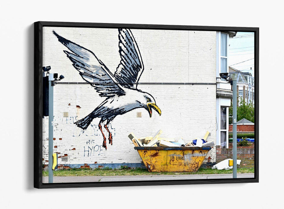 Canvas Wall Art Print - Banksy Seagull Graffiti Urban Street Art | Float Effect Canvas