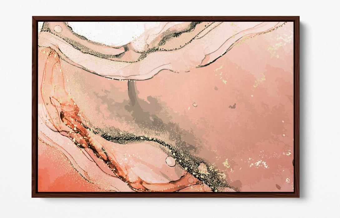 Canvas Wall Art - Abstract Marble Effect Pink Background Float Frame Print