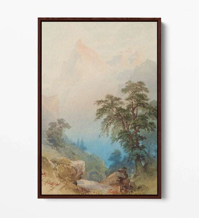 NICHOLAS CHEVALIER, A VIEW OF THE ALPS -FLOAT EFFECT CANVAS WALL ART PRINT