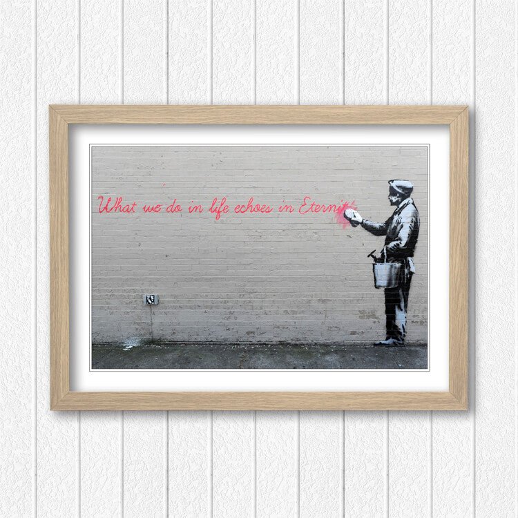 Banksy Framed Poster – Urban Street Poster With Handmade UK Frame & Archival Ink Print