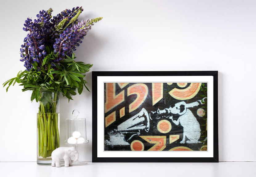 BANKSY HMV DOG GRAFFITI CANVAS WALL STREET ART PRINT ARTWORK DEEP FRAMED