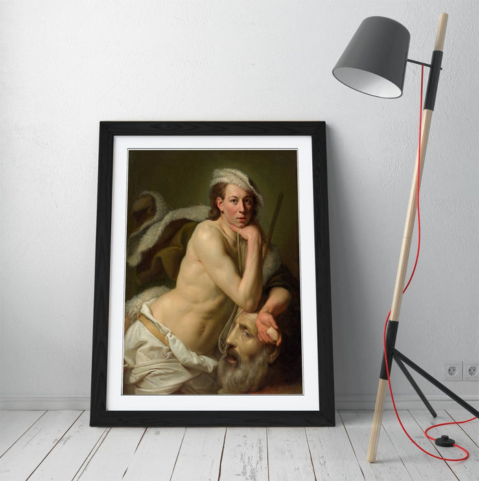Framed Art Poster Featuring Johann Zoffany Self Portrait & Head of Goliath | Matte Paper Print