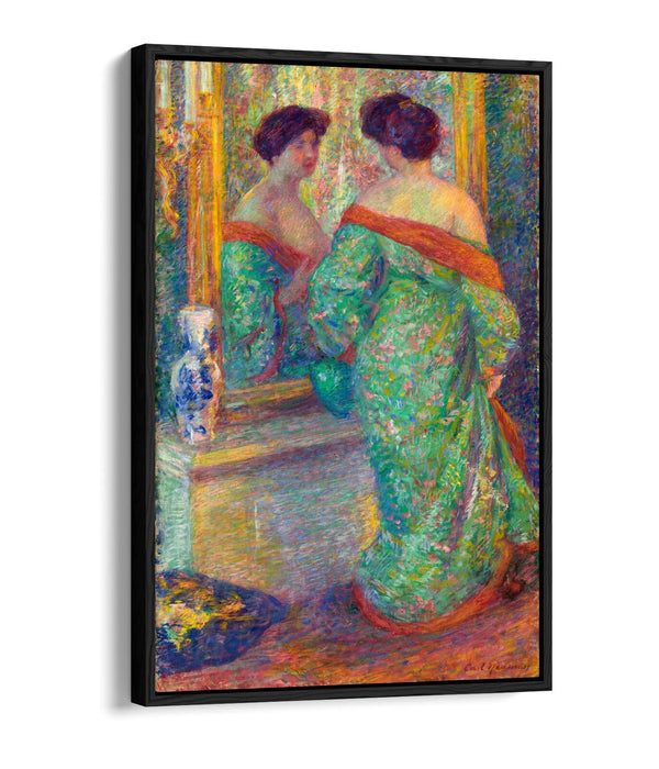 Float Effect Canvas Art - Lady Reflected In Mirror by Carl Newman | Premium Varnish Finish