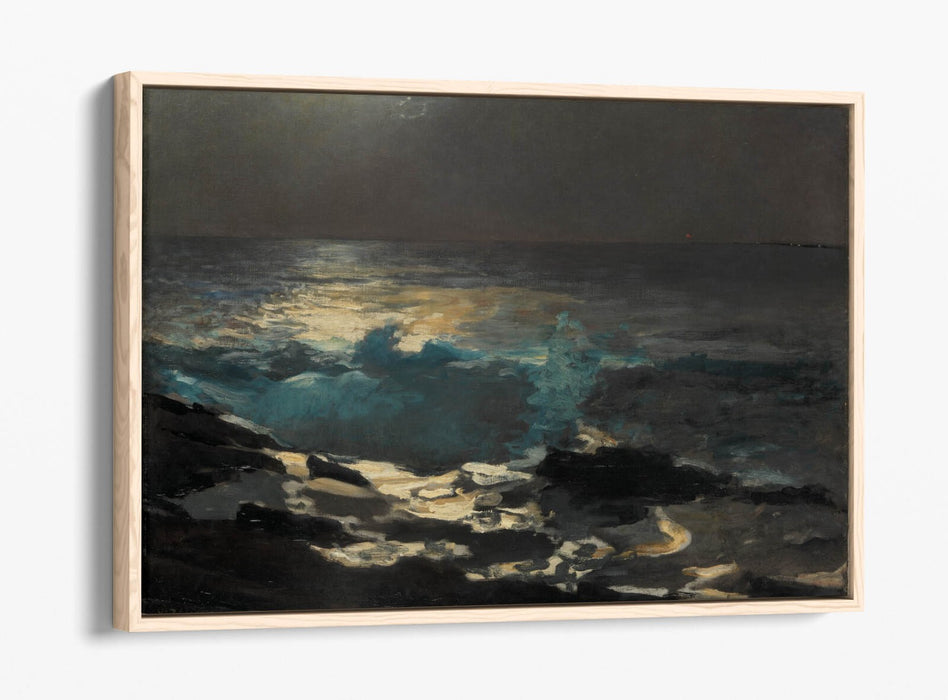 WINSLOW HOMER, MOONLIGHT WOOD ISLAND LIGHT -FLOAT EFFECT CANVAS WALL ART PRINT
