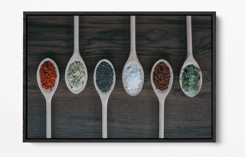 Canvas Wall Art - Kitchen Wall Decor With Herbs Spices In Green Red Float Effect