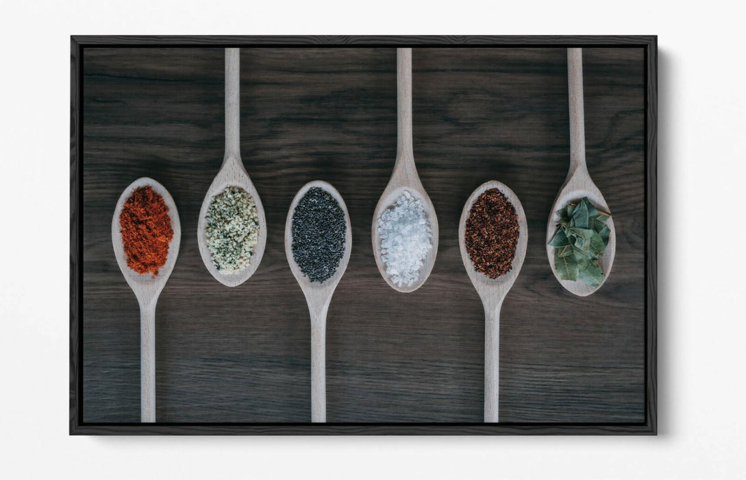 Canvas Wall Art - Kitchen Wall Decor With Herbs Spices In Green Red Float Effect