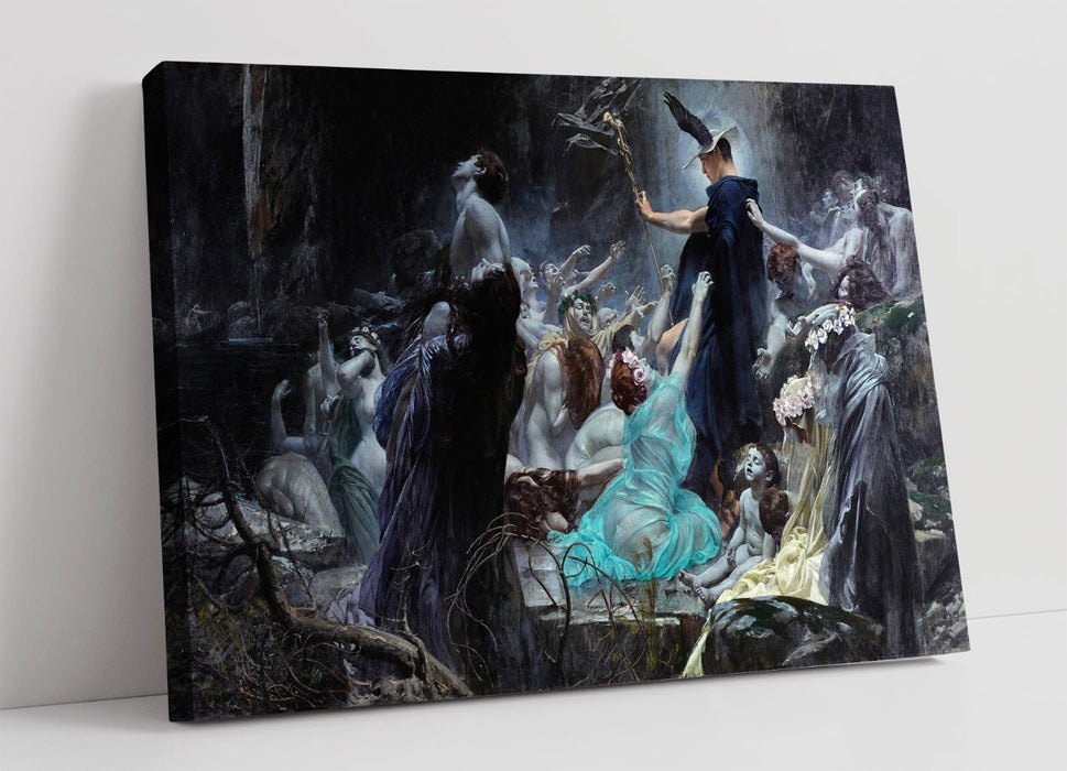 Canvas Wall Art – Souls at Acheron Artwork Print by Adolf Hiremy-Hirschl | Handmade Premium Varnish Finish
