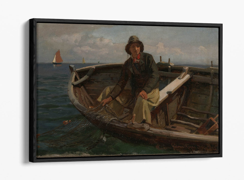 Canvas Wall Art | Handmade Float Effect Canvas Print of Hans Gude Fisherman