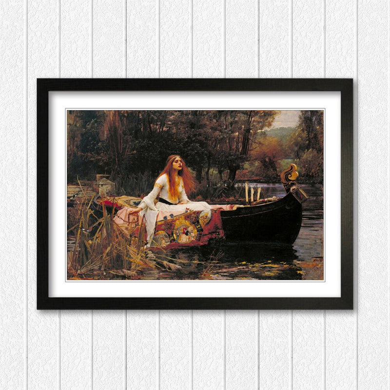 Lady of Shalott Poster – Framed Art Print with Faux Wood Frame, Ready to Hang
