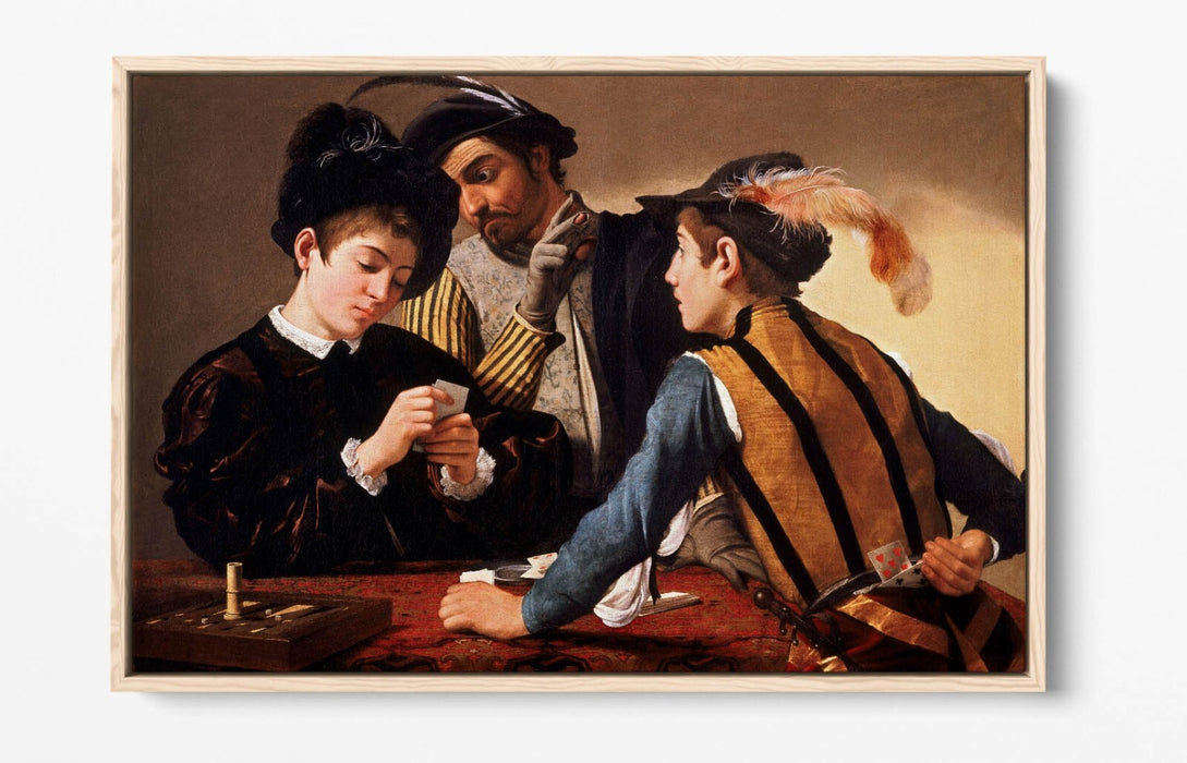 CARAVAGGIO, THE CARDSHARPS -FLOAT EFFECT CANVAS WALL ART PRINT