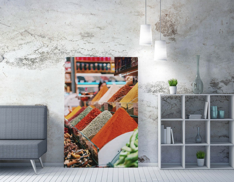 Canvas Wall Art - Colorful Spice Print | Handmade Kitchen Wall Decor, Premium Varnish Finish