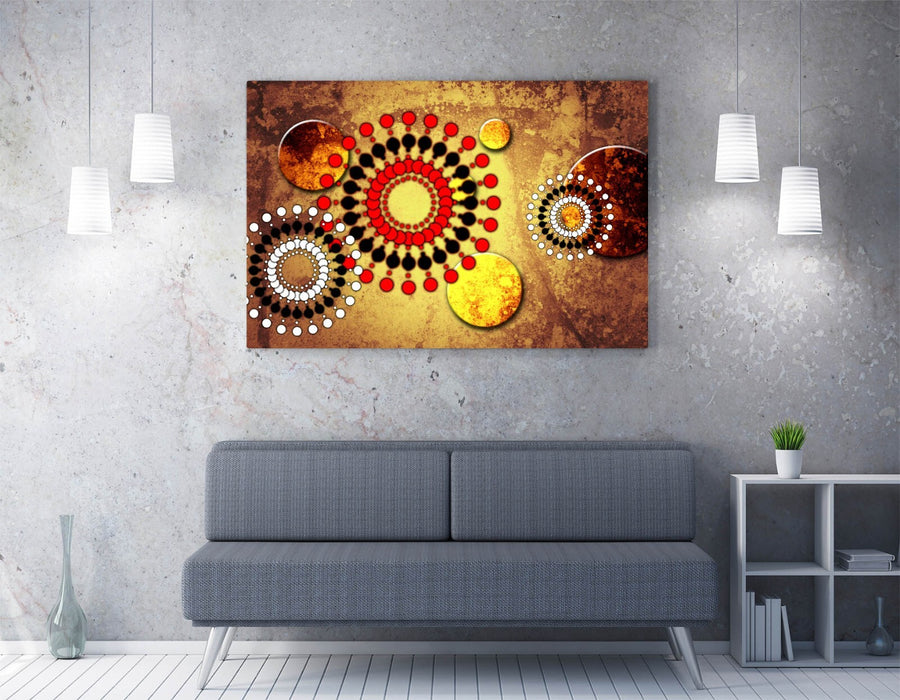 Abstract Canvas Wall Art - Red Sun Art Print | Framed Canvas Print, Ready to Hang