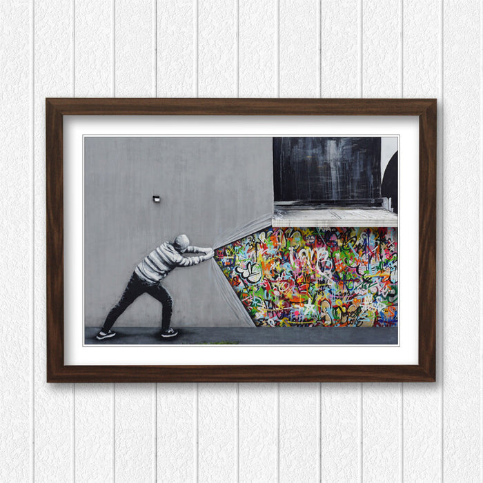 BEHIND THE CURTAIN WHATSON FRAMED STREET ART POSTER PICTURE PRINT 4 SIZE