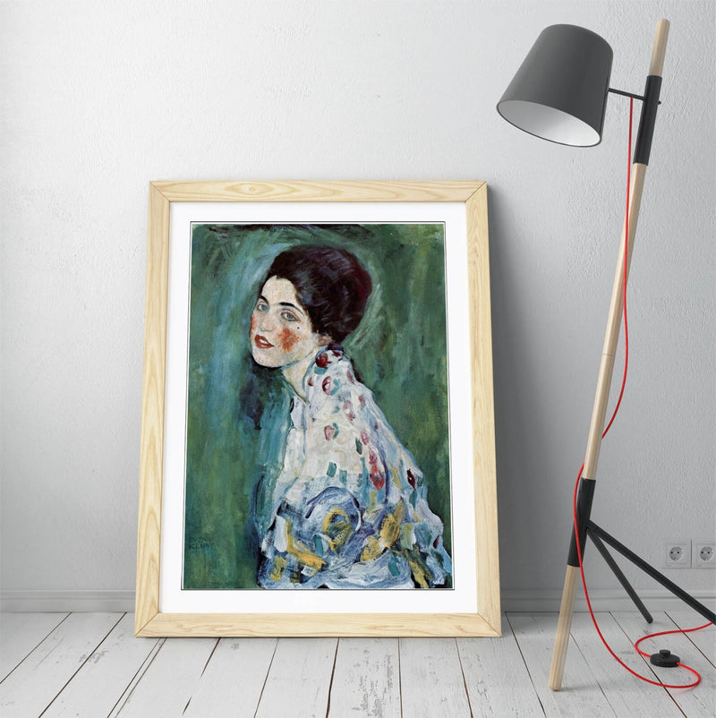 Framed Wall Art Poster - 'Gustav Klimt, Portrait of a Lady' Wall Art With Wood Grain Frame