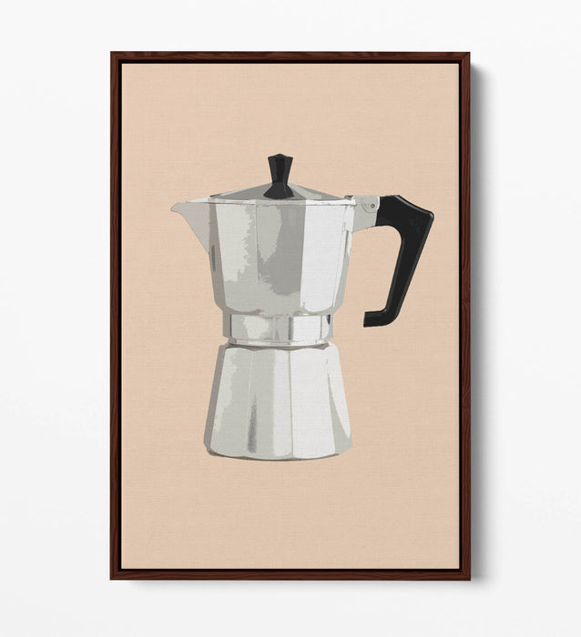 Moka Pot Coffee Poster - Premium Float Effect Canvas | Handmade Kitchen Decor Print