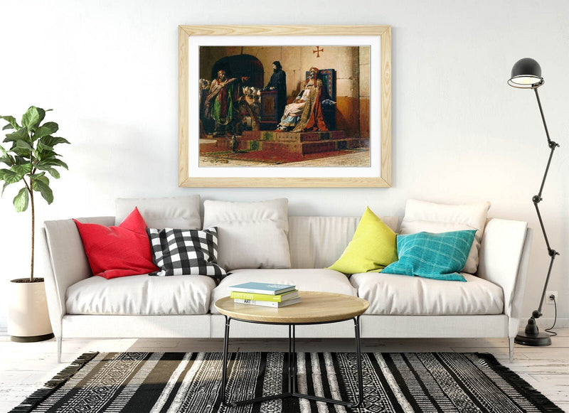 Framed Wall Art - Jean-Paul Laurens Cadaver Synod Poster Print in Wood Grain Frame