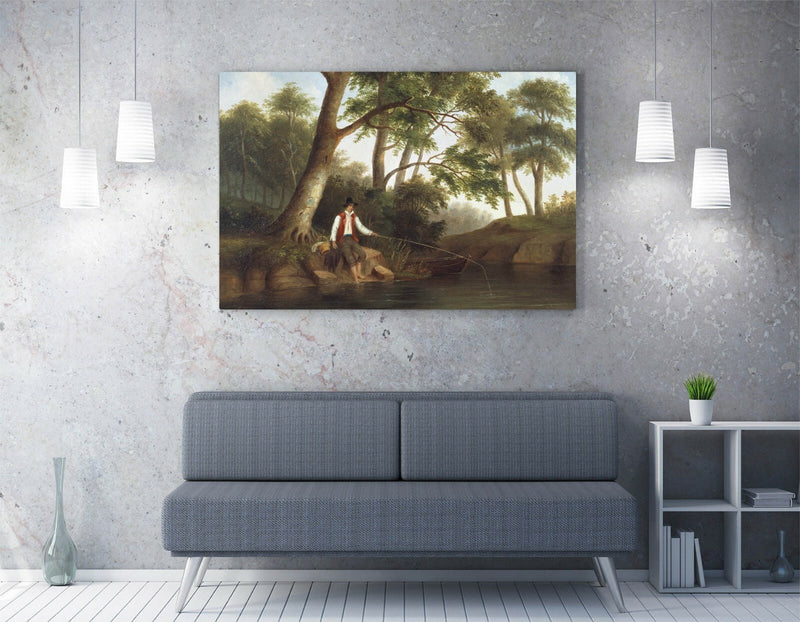 Canvas Wall Art Print – Robert Duncan Man Fishing Framed Artwork With Satin Finish