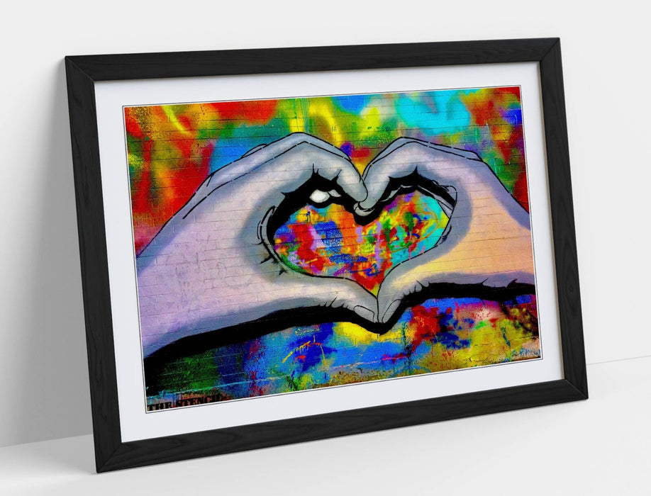 Framed Wall Art – Colorful Heart Hands Poster | Handmade UK Wall Art Print