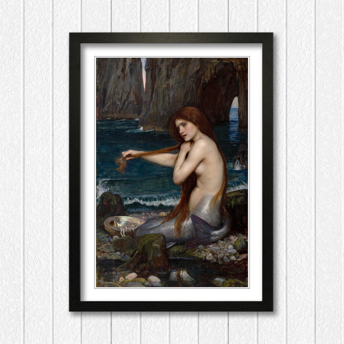 JOHN WILLIAM WATERHOUSE MERMAID FRAMED ART POSTER PAINTING PRINT 4 SIZES