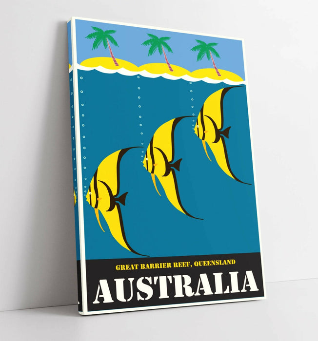 VINTAGE RETRO AUSTRALIA TRAVEL POSTER -CANVAS WALL ART PICTURE PRINT- YELLOW
