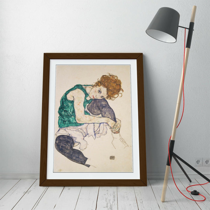 Framed Art Poster - Handmade UK Frame, Egon Schiele Seated Woman Artwork