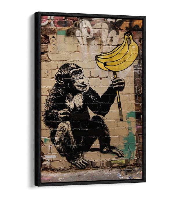 Monkey Canvas Art - Funny Banana Wall Art | Float Effect Canvas Print