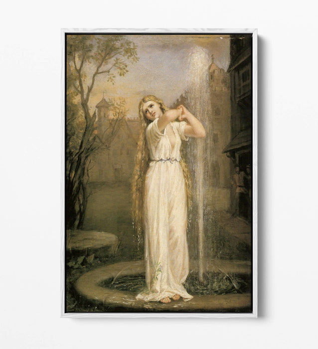 JOHN WILLIAM WATERHOUSE UNDINE -FLOAT EFFECT CANVAS WALL ART PIC PRINT- BEIGE