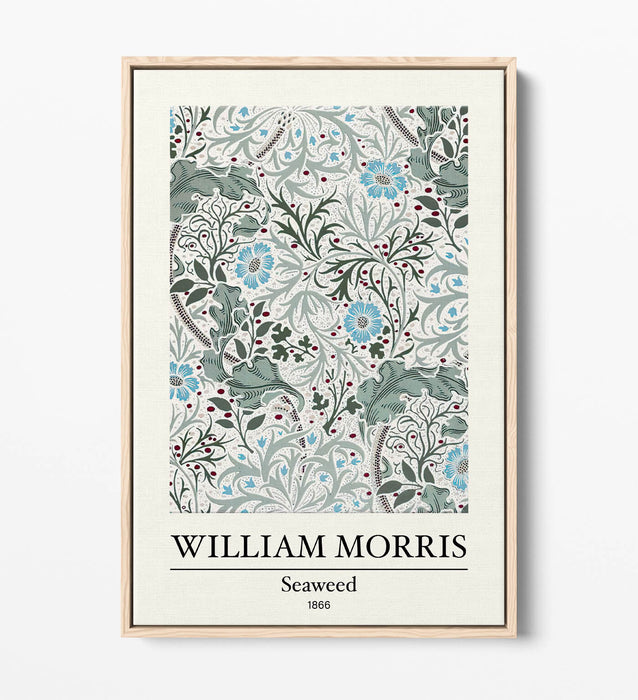 Float Effect Canvas Art - William Morris Floral Print | 30mm Deep Frame Wall Decor