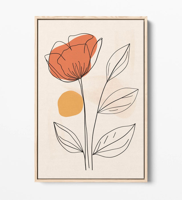 Minimalist Flower Canvas – Contemporary Wall Art With Float Effect Frame