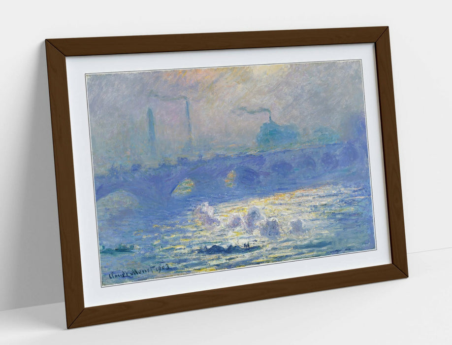 CLAUDE MONET WATERLOO BRIDGE-FRAMED ART POSTER PICTURE PRINT ARTWORK- BLUE