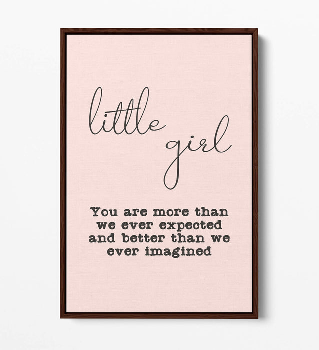 "LITTLE GIRL" NURSERY BABY ROOM QUOTE SLOGAN -FLOAT EFFECT CANVAS WALL ART PRINT