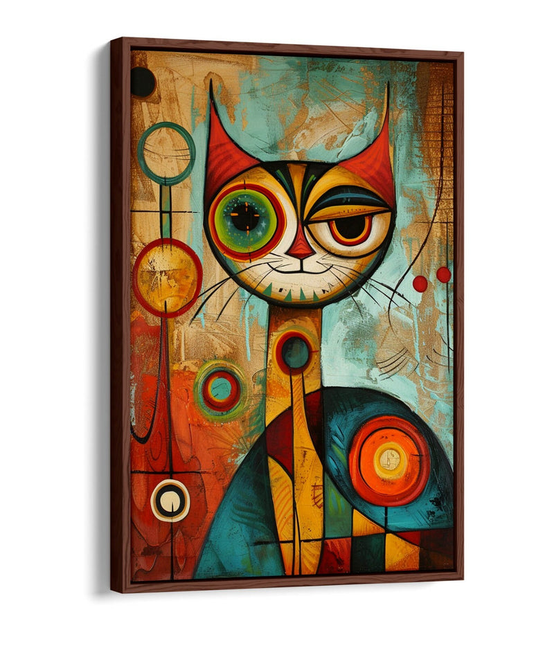 Float Effect Canvas Art - Cool Cat Abstract Contemporary Wall Decor Print