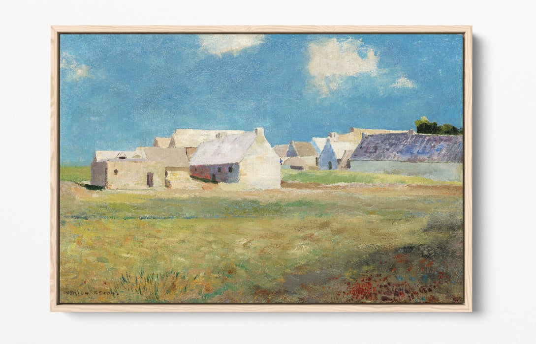 ODILON REDON, BRETON VILLAGE -FLOAT EFFECT CANVAS WALL ART PRINT