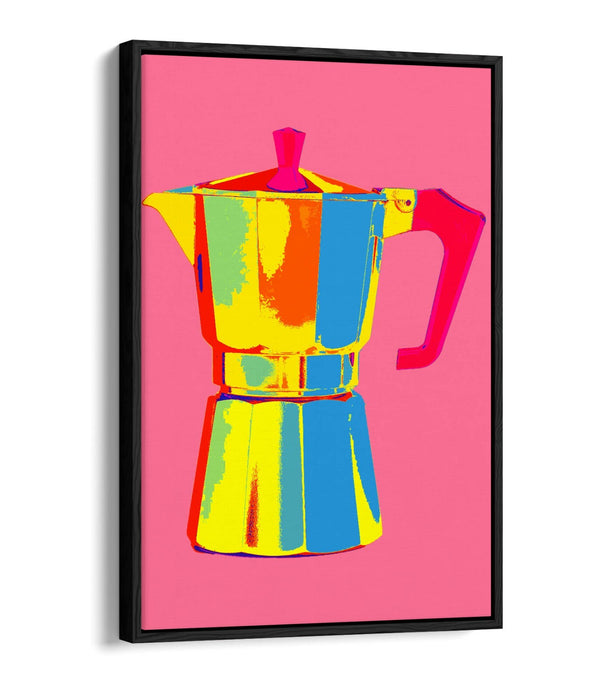 Moka Pot Coffee Poster – Vibrant Canvas Wall Art | Handmade Kitchen Decor Print