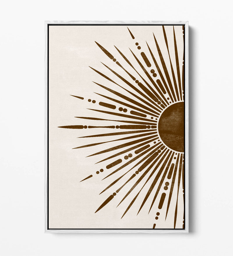 Boho Canvas Wall Art - Bronze Sun Illustration | Float Effect Canvas Print