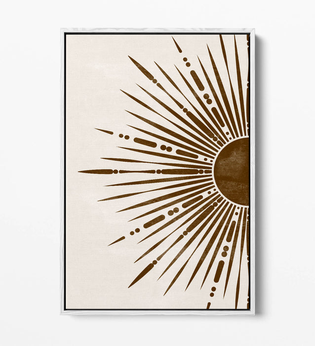 Boho Canvas Wall Art - Bronze Sun Illustration | Float Effect Canvas Print