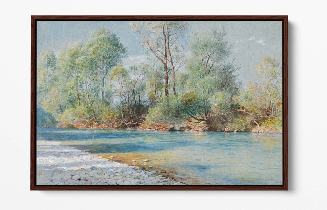 WILLIAM STANLEY HASELTINE, TRAUNSTEIN RIVER -FLOAT EFFECT CANVAS WALL ART PRINT