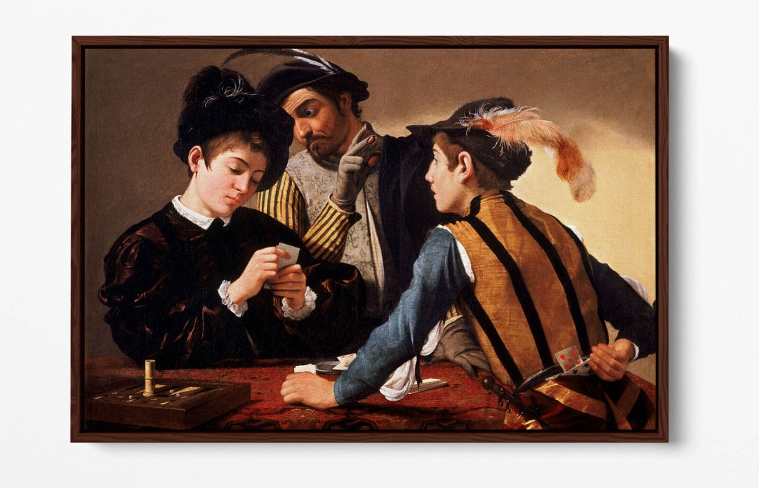 CARAVAGGIO, THE CARDSHARPS -FLOAT EFFECT CANVAS WALL ART PRINT