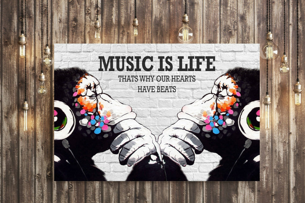 MONKEY DJ BANKSY MUSIC IS LIFE CANVAS STREET WALL ART PRINT ARTWORK GORILLA MM