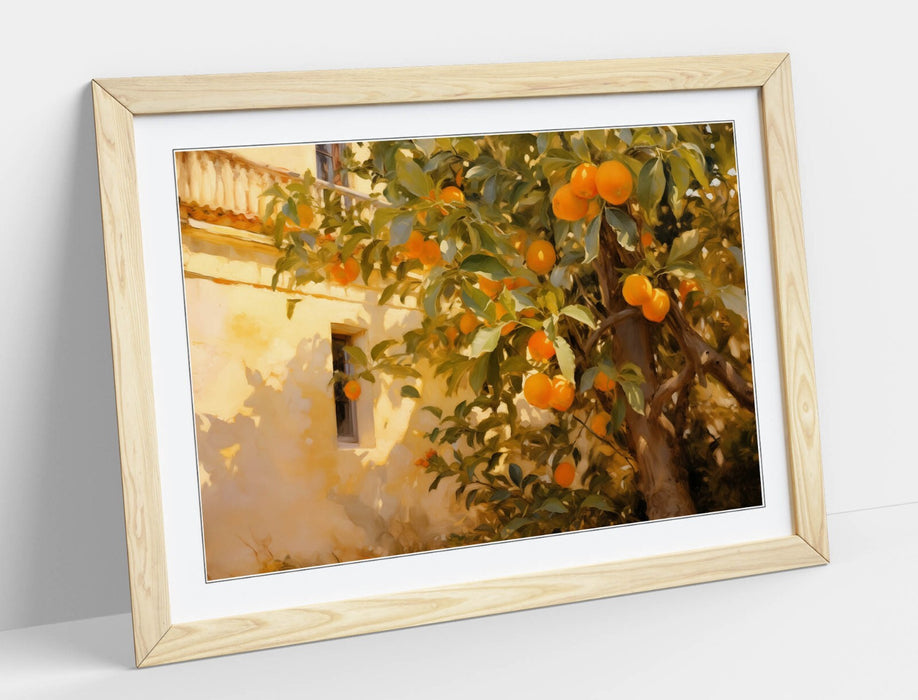 Impressionist Wall Art – Framed Orange Tree Poster Print With Faux Wood Frame