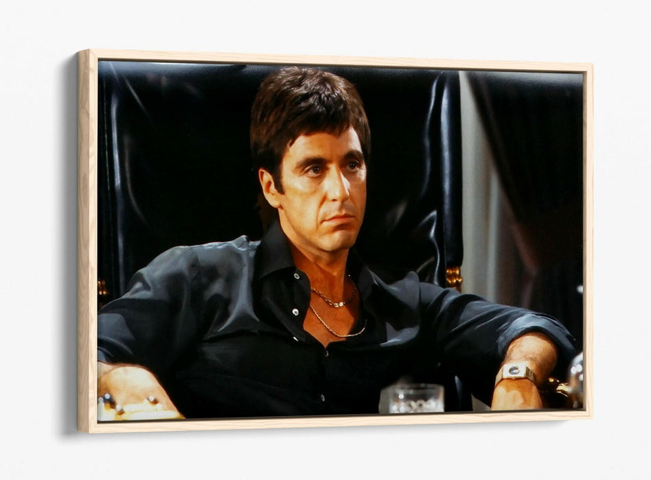 Float Effect Canvas Art – Tony Montana Scarface Black Canvas Wall Print