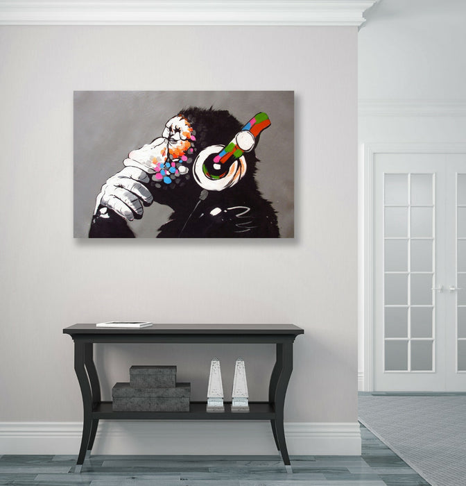 MONKEY DJ BANKSY CANVAS STREET WALL ART PRINT ARTWORK -  GORILLA