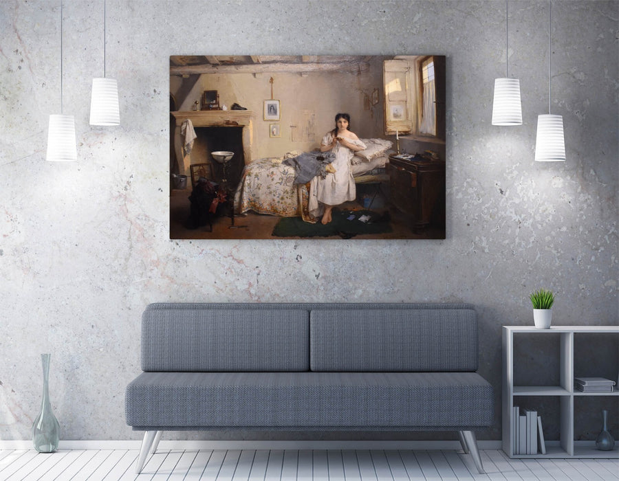 Canvas Wall Art - Gerolamo Induno Sad Feeling Painting on Handmade Canvas Print