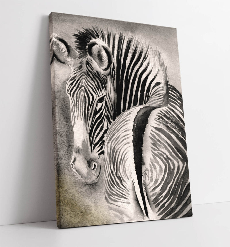 Watercolour Zebra Canvas - Handmade Premium Animal Print | Ready To Hang Wall Art