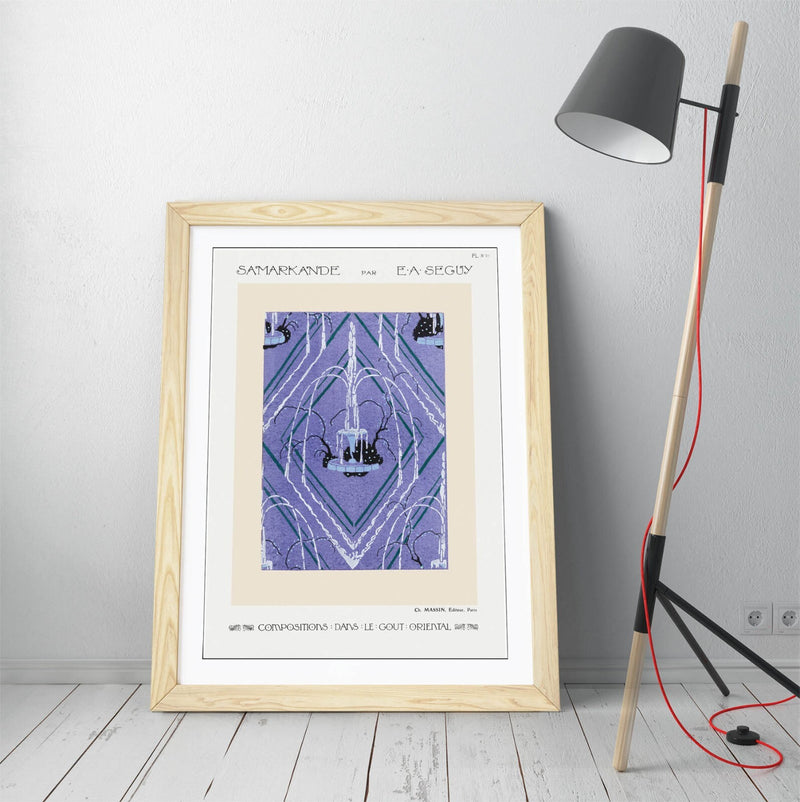 Art Deco Wall Art – Framed Fountain Pattern Poster Print | Matte Paper, Ready To Hang