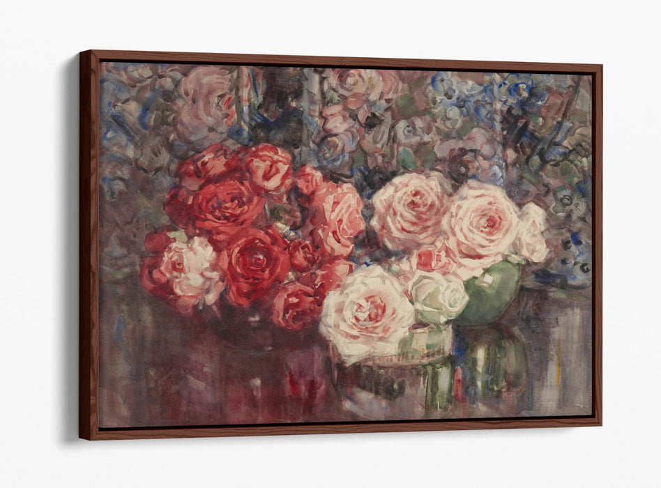 Float Effect Canvas Art - Margaret Stoddart Roses Floral Wall Print, Handmade UK
