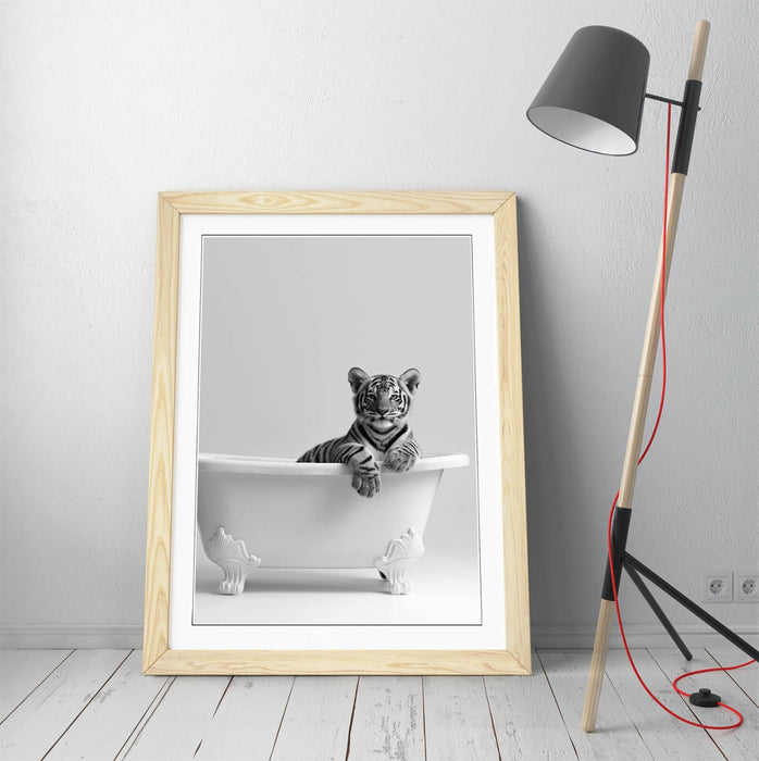 Tiger Wall Art – Black and White Poster | Framed Bathroom Decor Print