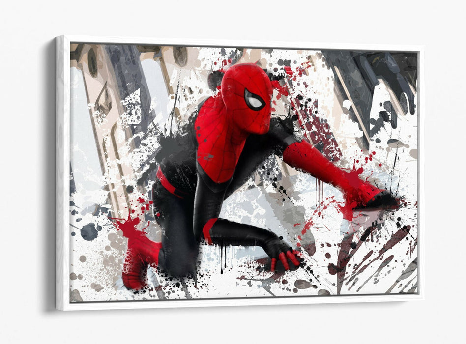 Spiderman Canvas Art - Marvel Float Effect Canvas Wall Decor | Red White Print