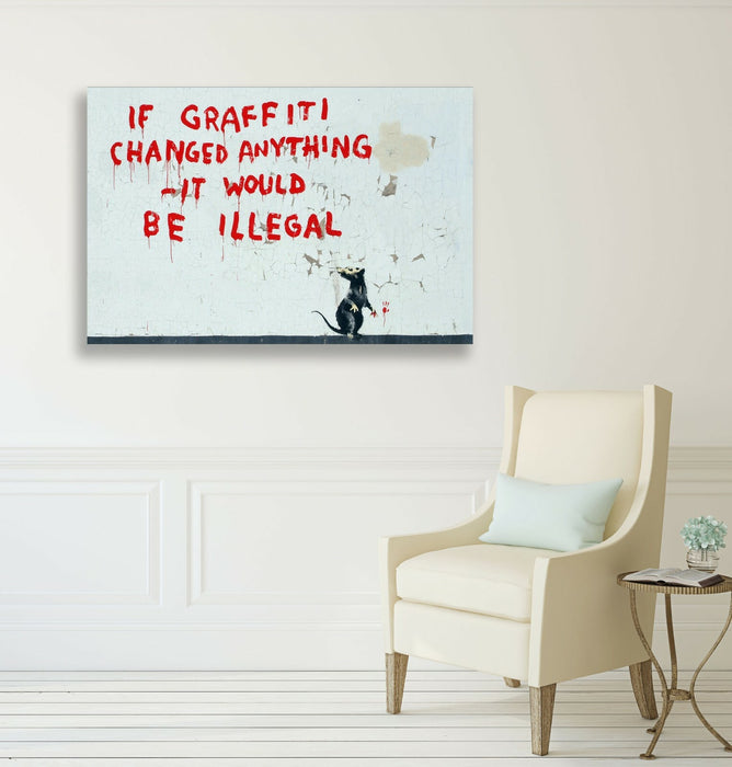 BANKSY CANVAS WALL ART PRINT STREET ARTWORK  IF GRAFFITI CHANGED ANYTHING