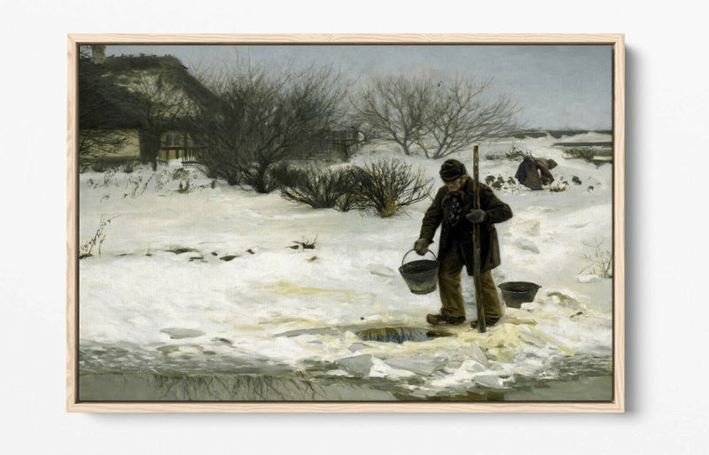 Canvas Wall Art - Snowy Landscape Print With Float Effect Premium Frame